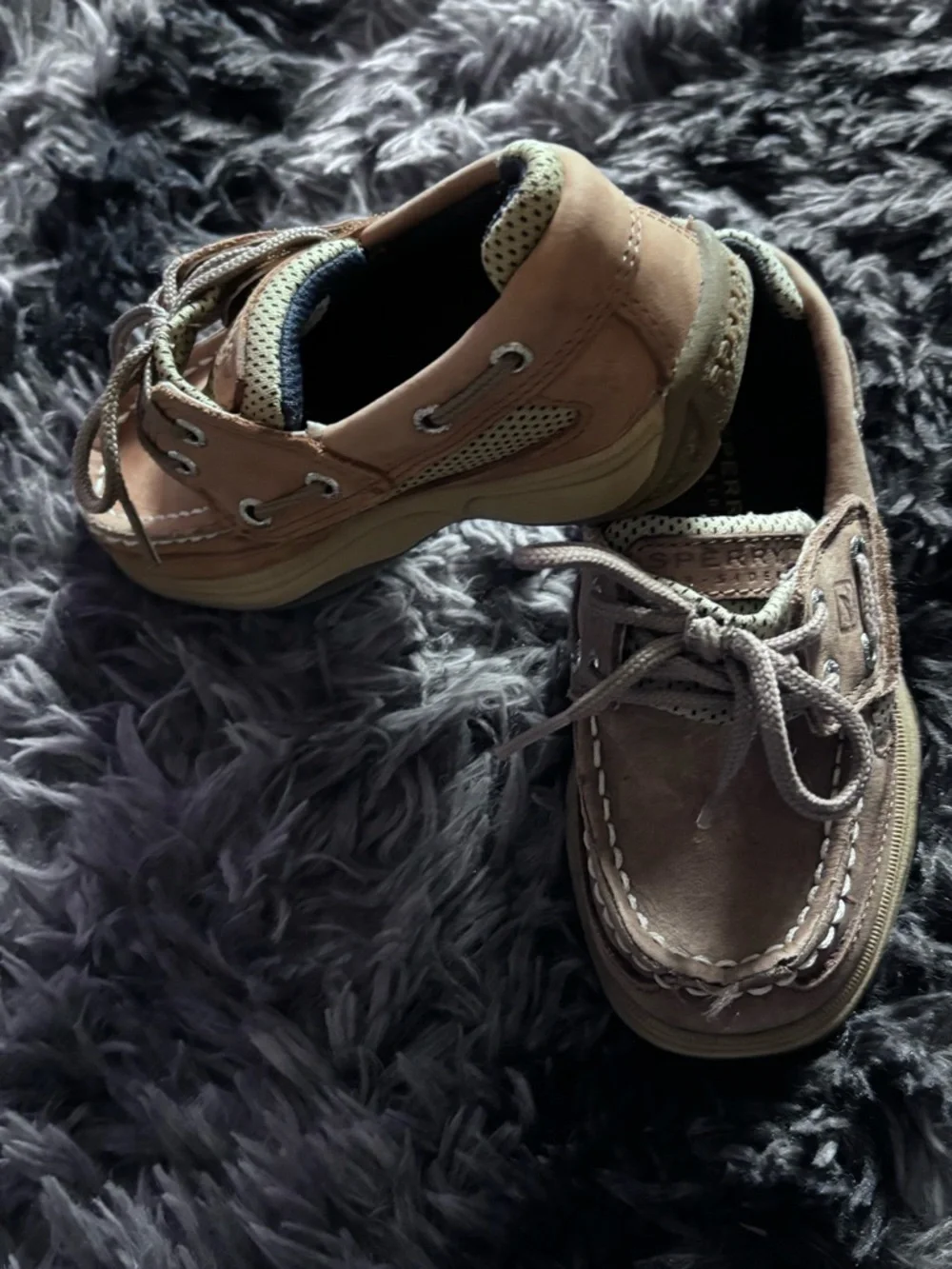 Sperry Kids Light Brown/Tan Leather Moccasins with Laces